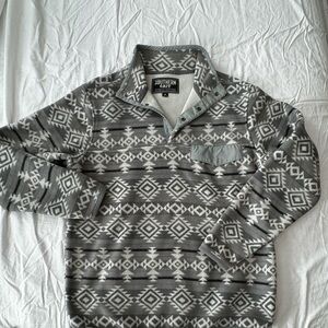 Southern Grit Gray Southwest Geometric Men's Zip-Up Sweater Medium